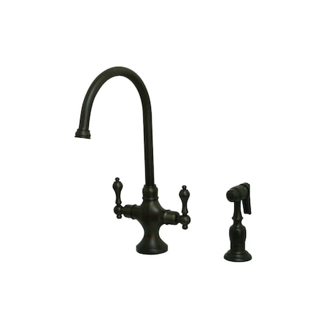 Kingston Brass KS1765ALBS Vintage Classic Kitchen Faucet W/ Brass Sprayer, Bronze KS1765ALBS